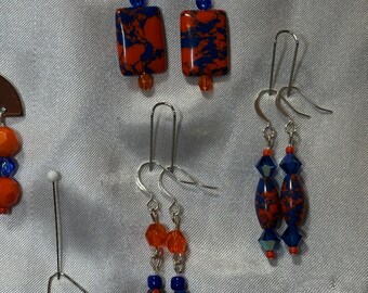 Orange and Blue Team Colors Earrings - 5 styles