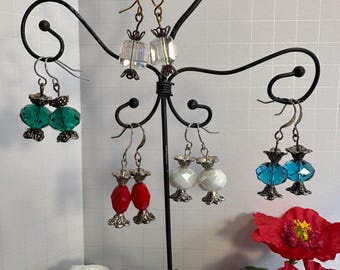 Crystal "Candy" Earrings, Faceted Bead Dangle