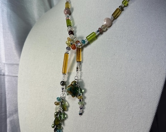Lasso Necklaces - eclectic blend of materials with estate beads and new beads - multi colors - 44 inch length