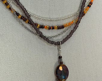 Four strand necklace with Estate bead pendant (removable)