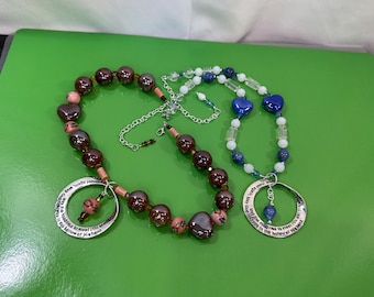 Porcelain Heart Pendant Necklace with Encouragement Phrase – Two Styles