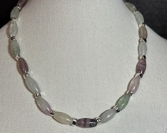 Quartz mixed colors (opaque/clear) necklace (natural stone) 19.5 inches.