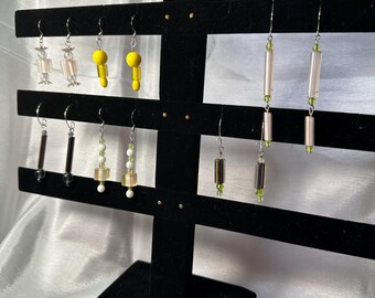 Cane Glass Earrings - Black, yellow, orange, clear, green variations - 6 styles, designs to love
