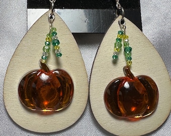 Pumpkin Earrings - wood, leather, or sequin styles.