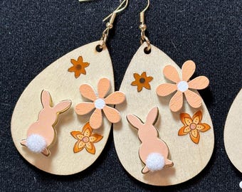 Bunny and Flower earrings - Easter Fun!