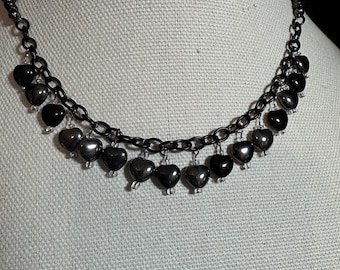 Hearts and more hearts - Czech glass heart beads - 16 inch plus 3 inch extension.