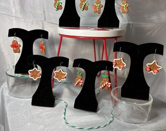 Ginger Bread Cookie Clay Earrings - boys, girls, and stars shaped.  Merry Christmas & Happy Holliday Fun.