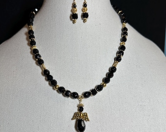 Angel Pendant Necklace with earrings