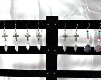Christian Earrings - scripture, crystals, crosses, charms - 4 styles