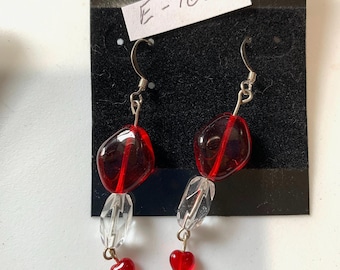 Red and white earrings
