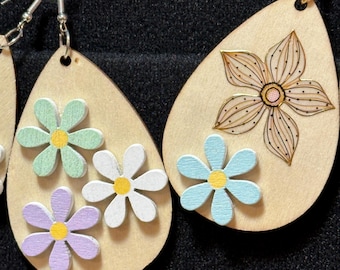 Spring Flowers on teardrop wood - great for Easter too.