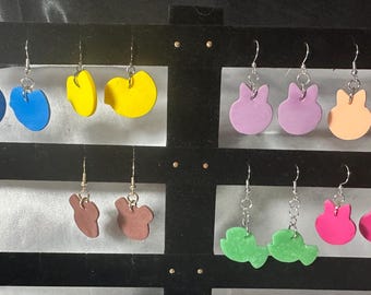 Clay Silhouette Earrings - Chicks, Bunnies, Bears & Fish on earwires