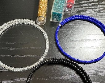 Choker - memory wire with glass beads