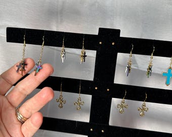 Cross Earrings - gold ear wires and multiple styles