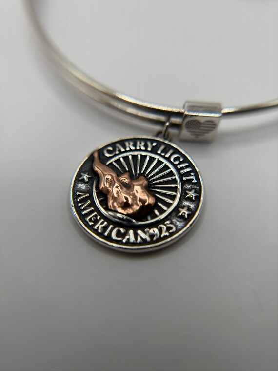 Alex and Ani Liberty Copper Carry Light Charm Bangle 525 Sterling
