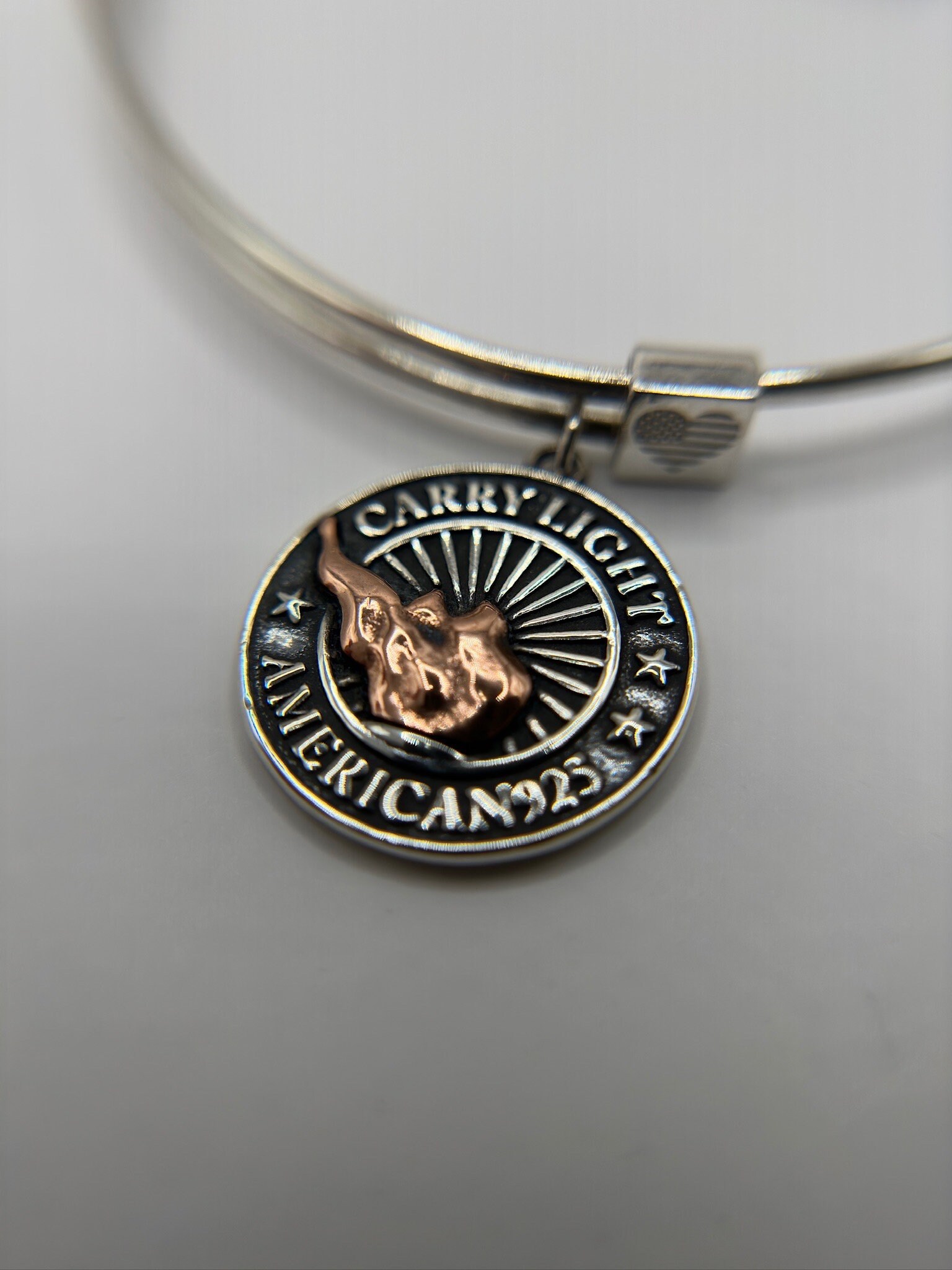 Alex and Ani Liberty Copper Carry Light Charm Bangle 525 Sterling