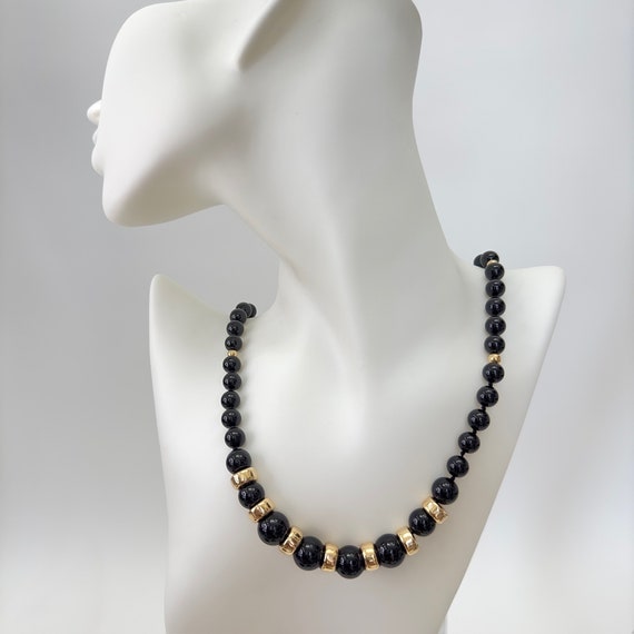 14k Solid Yellow Gold and Black Onyx Vintage Neckl