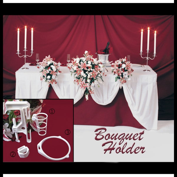 BOUQUET HOLDER Flower Display, Wedding Reception Table Decoration Bride's Bouquet Display. Clamp Holds Your Bridal Bouquet or Party Decor