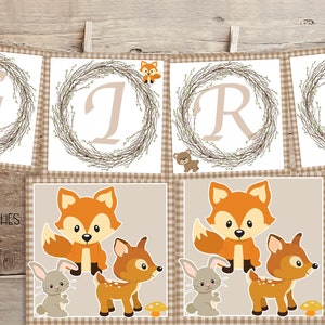It's a Girl Woodland Baby Shower Woodland Animals Banner, Girl Baby Shower Banner, Instant Download It's a Girl Banner