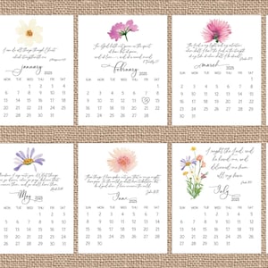 Calendario delle Scritture 2025 da scrivania, Calendario dei versetti della Bibbia STAMPABILE, Schede delle Scritture da scrivania Calendario 2025, Download digitale