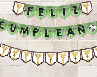 Soccer Feliz Cumpleaños Banner, Spanish Soccer Happy Birthday, PRINTABLE Banner Decoration, Spanish soccer happy birthday theme, Cumpleaños