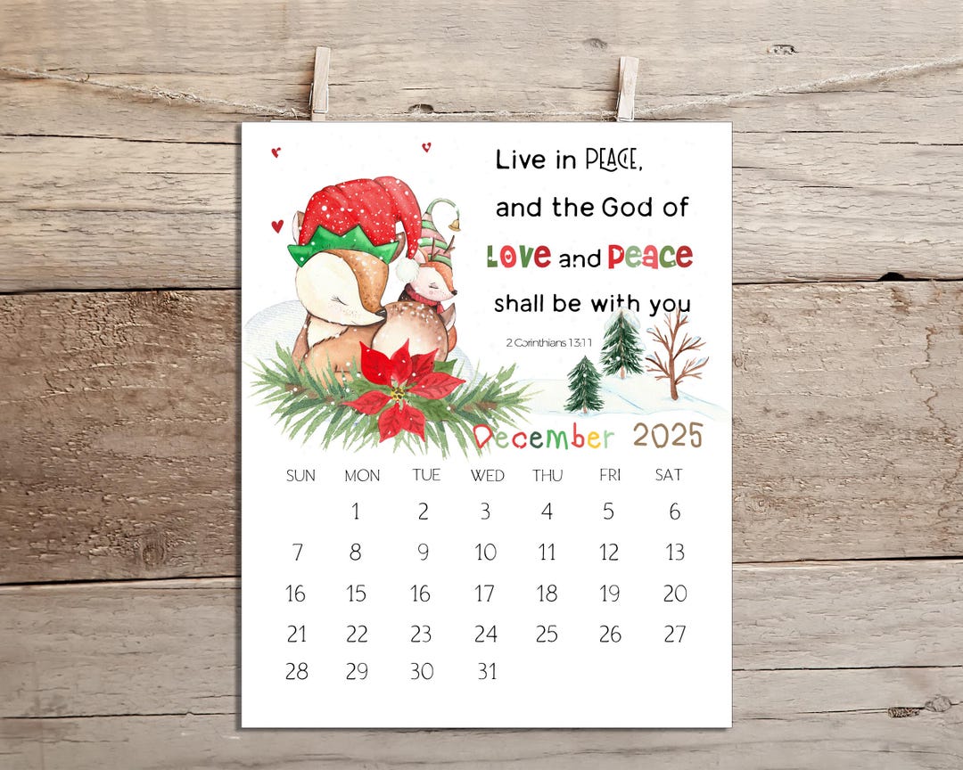 Bible Verse Calendar for Kids 2025 | Christian Desk Calendar Printable ...