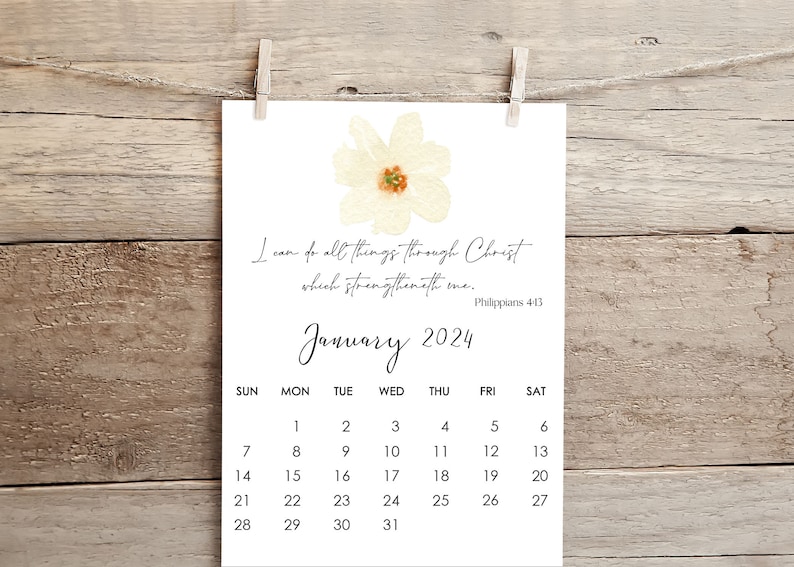 2024 Calendar Desk Scripture, PRINTABLE Bible Verse Calendar Cards ...
