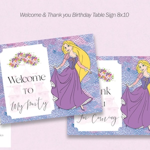 Tangled Birthday Welcome Sign, Rapunzel Table Party Sign - Instant Download,