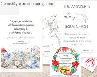 12 tarjetas mensuales con citas sobre el ministerio SUD / Regalos SUD imprimibles para las Mujeres Jóvenes de la Sociedad de Socorro