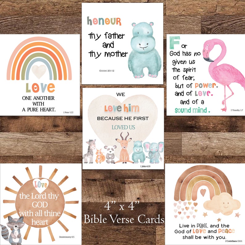LOVE Scripture Cards for Children, Scripture Memorization Water Color ...