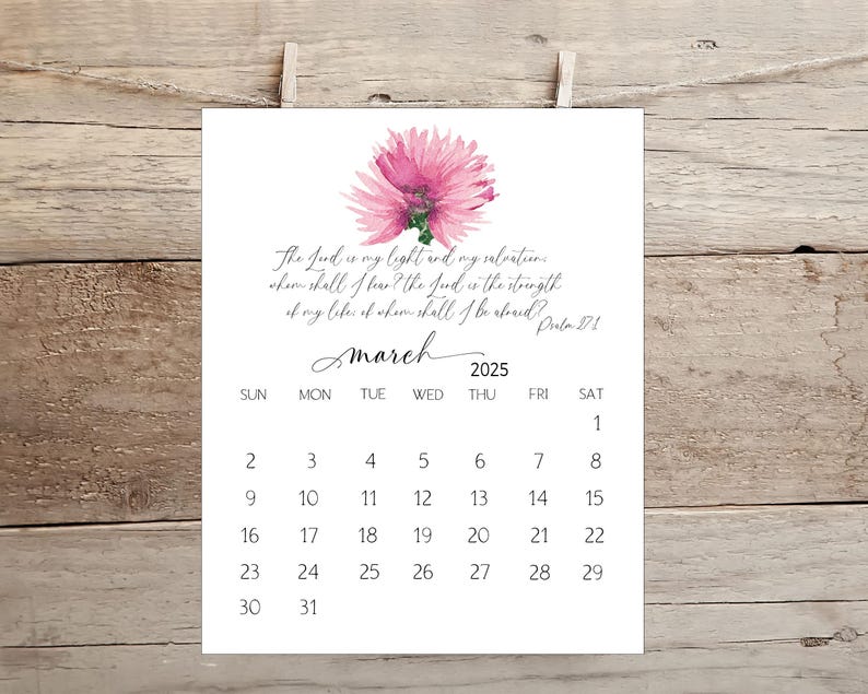 2025 Scripture Calendar Desk, PRINTABLE Bible Verse Calendar, Scripture ...