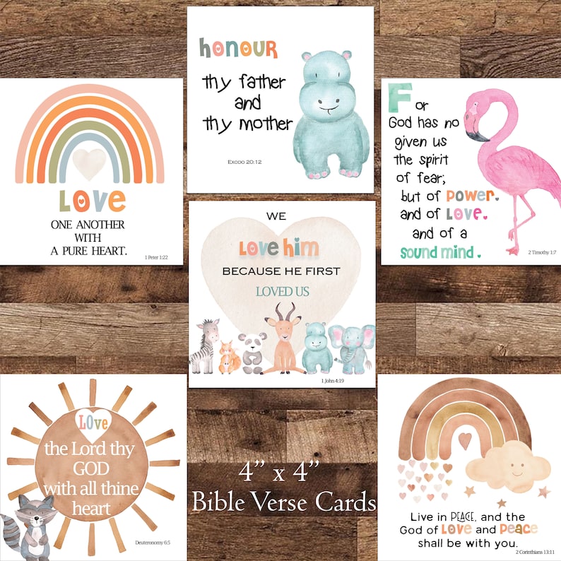 Children's Bible Cards, Scripture Memory Cards, Kids Scripture Cards ...