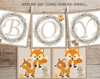 It's a Boy Baby Shower, Woodland Animals Banner, Baby Shower Banner, PRINTABLE