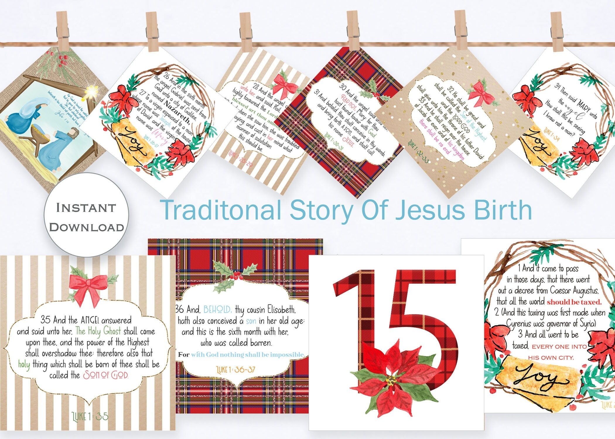 Printable Advent Calendar, Story of Jesus Advent Calendar, Christmas ...