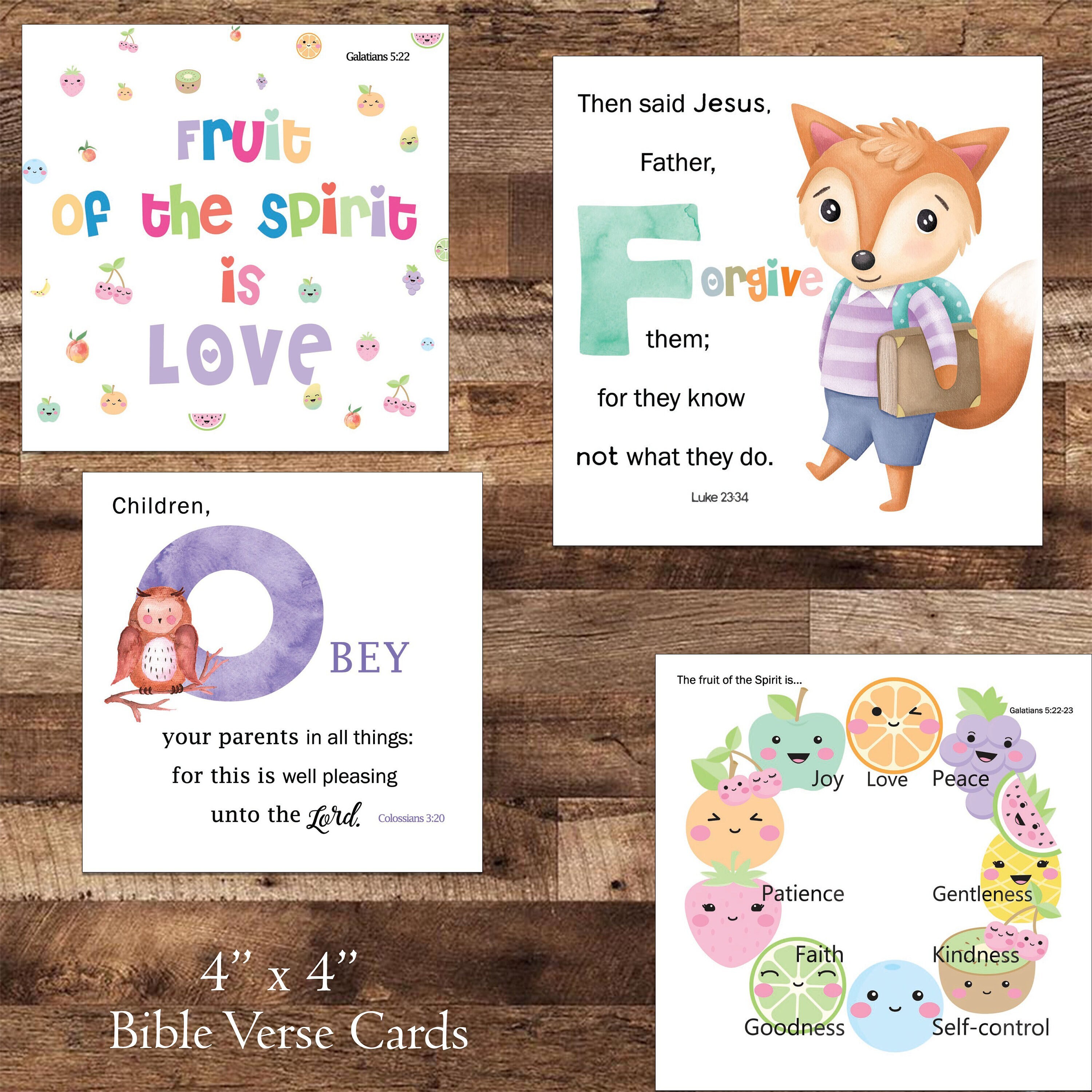 Children's Bible Cards, Scripture Memory Cards, Kids Scripture Cards ...