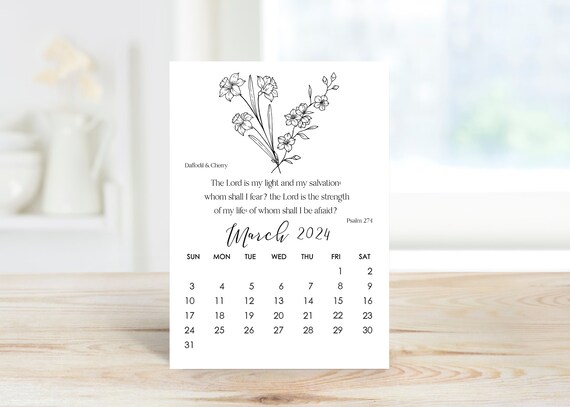 Botanical 2024 Desk Calendar Black and White, Minimalist Scripture Desk  Monthly Calendar, Birth Month Flowers Bible Verse Calendar - Etsy