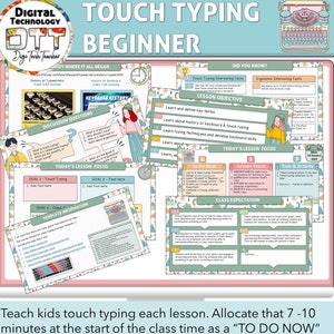 Touch Typing Beginner 1, PowerPoint Template, Editable, Typing Lesson, Computer lesson, Ergonomic Lesson, Keyboarding Lesson, Course Lesson