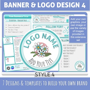 Editable Shop Banners and Logo Design PowerPoint Template 4, Starter Kit for TPT, ETSY, TES, Store Bundle Start Kit, Downloadable, Editable