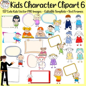 子供のキャラクターベクターとテキストフレームクリップアート6、子供のテキストフレーム、子供のラベル、男の子のベクター、女の子のベクター、漫画の子供、PNG、子供のクリップアート、