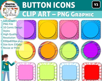 Button Icon Clipart 3, Web Button, Icon Clipart, Digital Planner Buttons, Icons, PowerPoint Button, Navigation Button, Journal Button, PNG