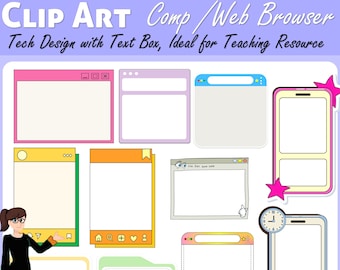 Computer Browser TextBox Frame Clipart 1, Computer Social Media Clipart, Browser Frame Clipart, Notepad Clipart, StickyNote Clipart, Vector