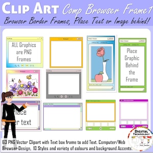 Computerbrowser rand frame clipart 1, browser venster clipart, computer frame sjabloon, vector frame, tekstvak afbeeldingsframe, tekstvak frame