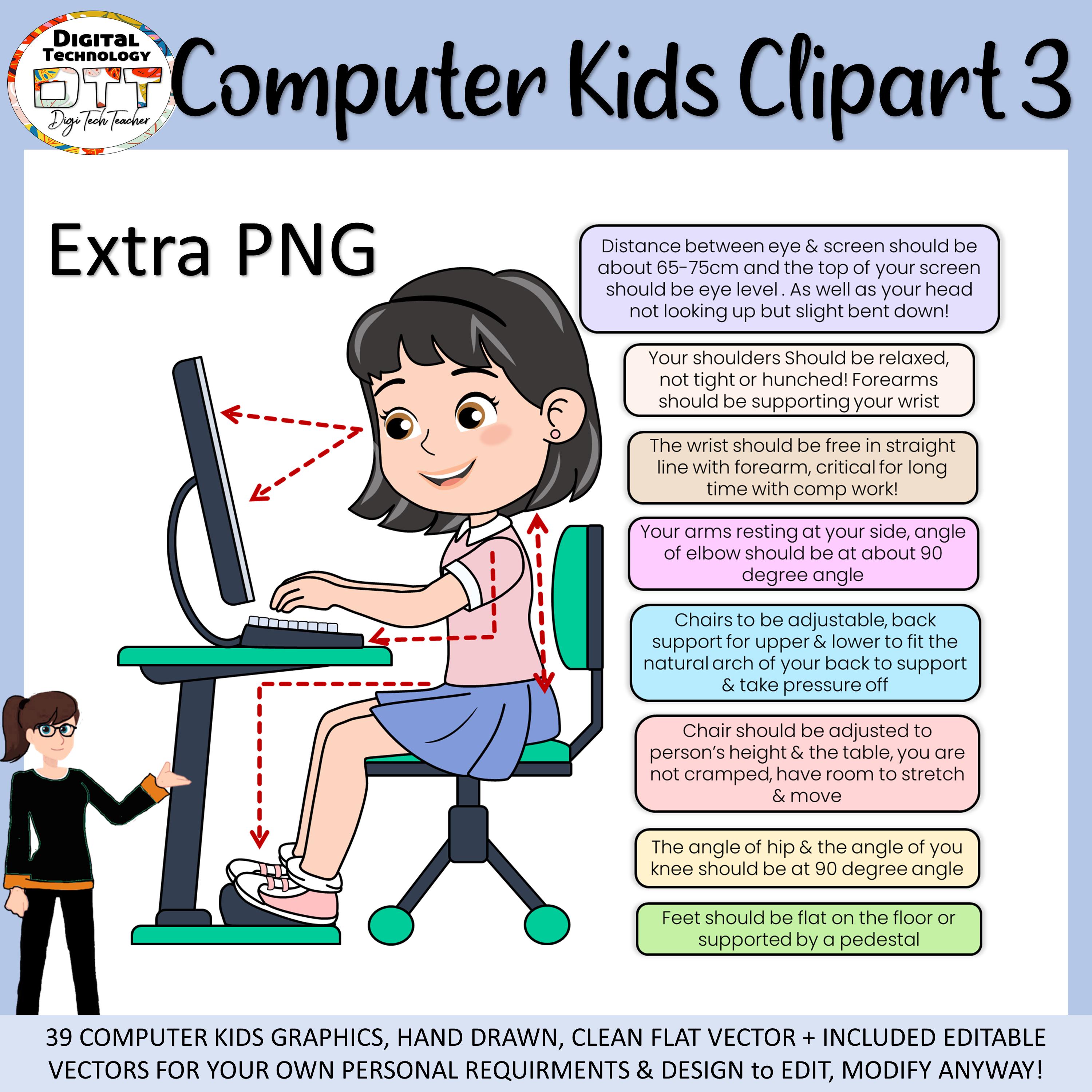 Computer Kids Clipart: Hand-drawn Technology Vector Graphics - Etsy