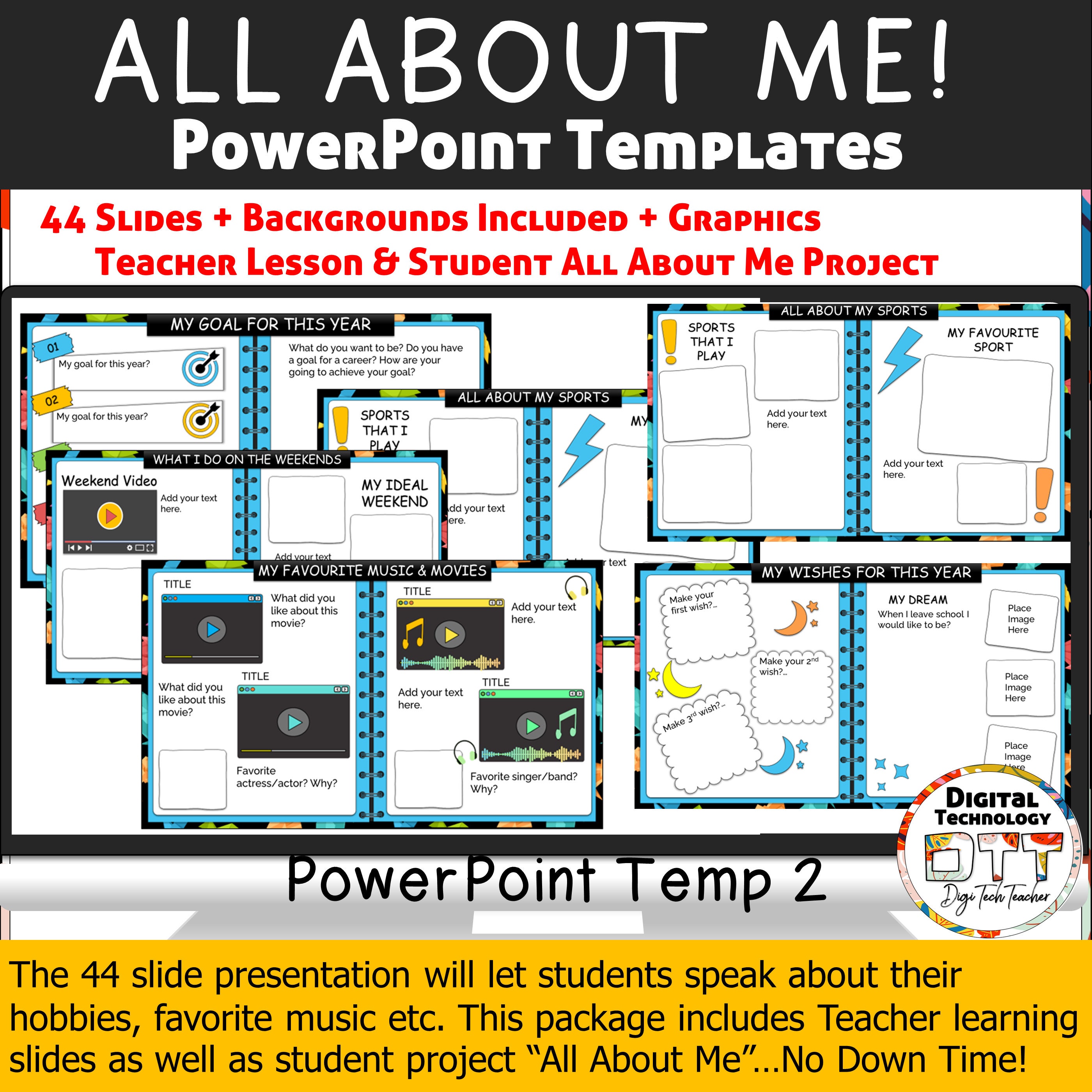 All About Me Powerpoint Template 2, Editable, Back to School, Teacher Get  to Know, All About Me Lesson, School Memories, About Me Journal, 