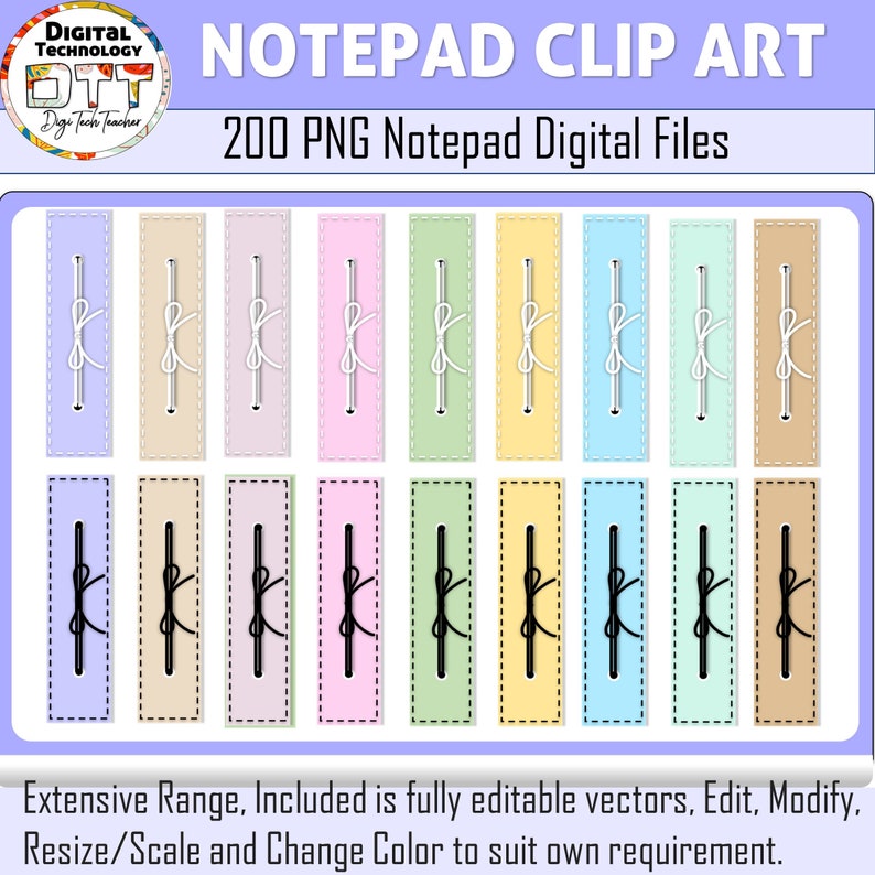 Notepad With String Notepad Clipart: 200 Vector Stationery Designs (PNG) - Etsy