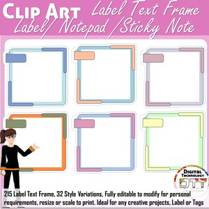 Lable Style Notepad and Sticky Note Designs, 215 PNG Digital Graphics ...