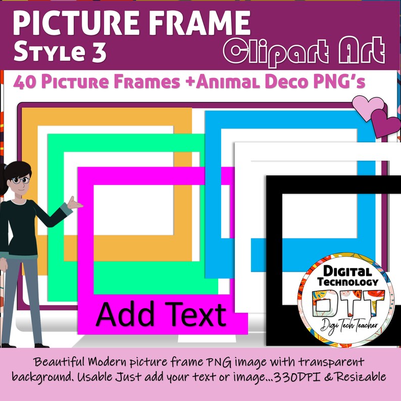 Picture Frame Clipart 3, Vector Frame, Animal Picture Frame, Picture