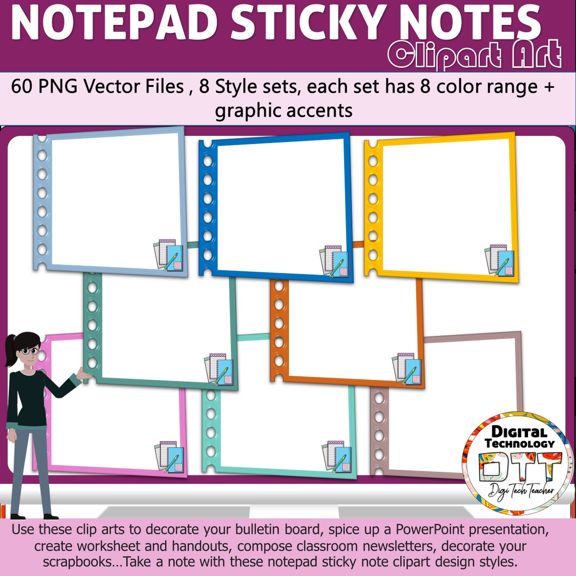 Notepad Sticky Note Clipart 3, PNG, Sticky Notes, Clipart Stationery