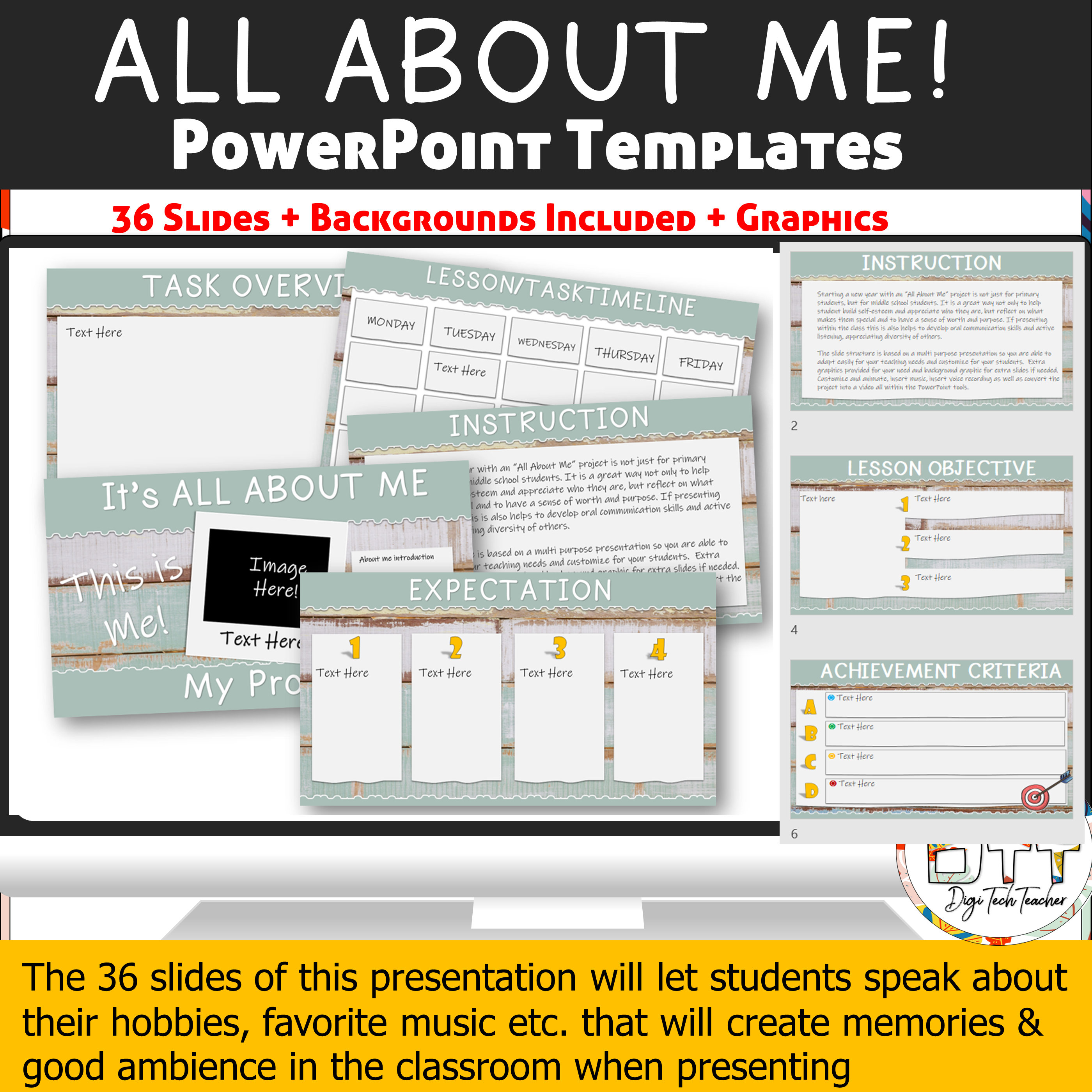 All About Me Powerpoint Template 1, Editable, Back to School