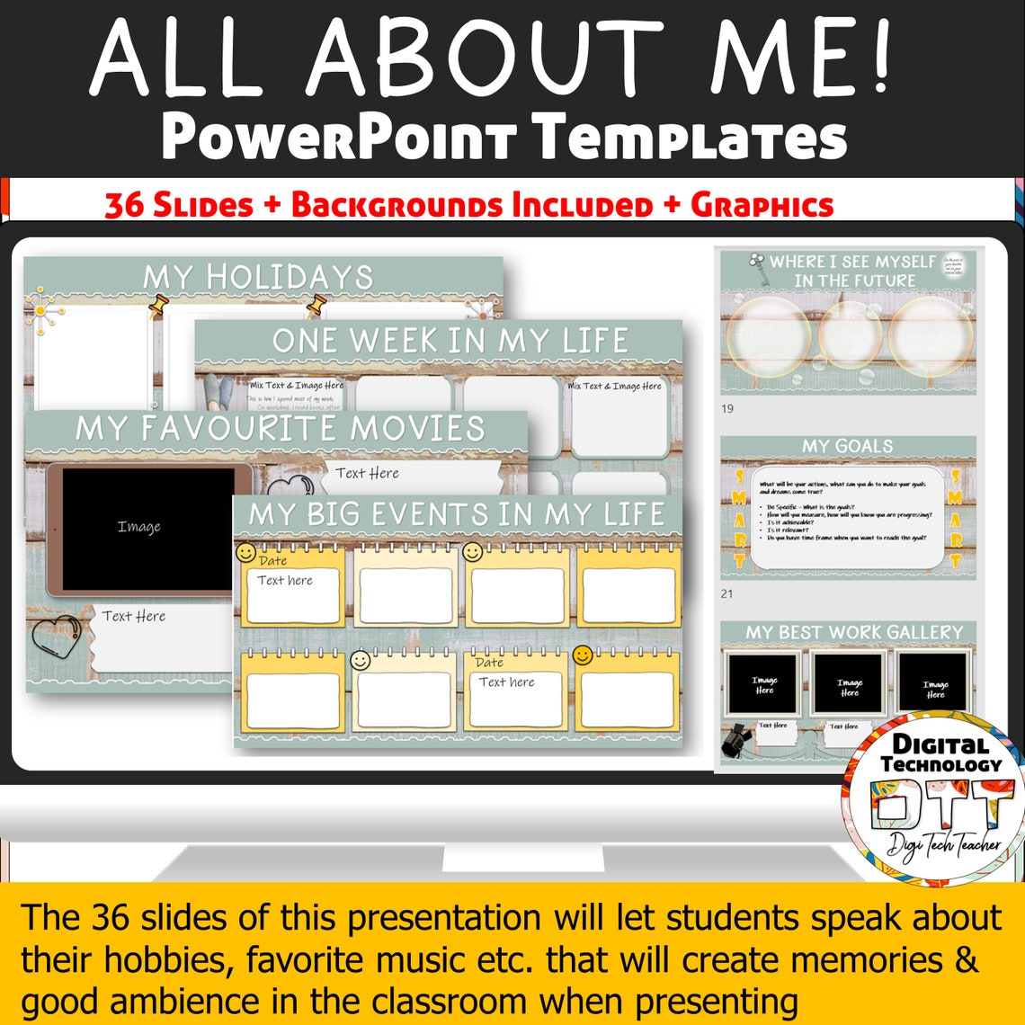 All About Me Powerpoint Template 1, Editable School Template, Teacher ...